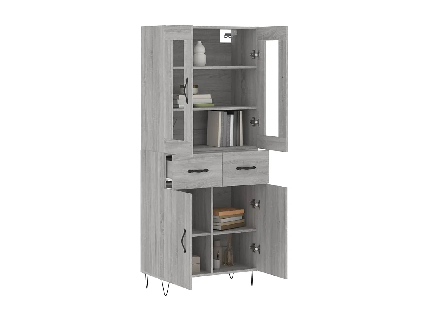 Buffet haut Sonoma gris 69,5x34x180 cm Bois d'ingénierie