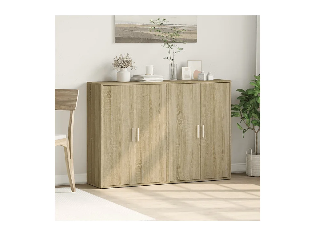 Aparadores 2 uds madera de ingeniería roble Sonoma 60x31x84 cm