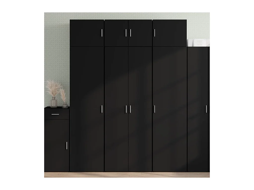 Buffet haut noir 70x42,5x185 cm bois d'ingénierie