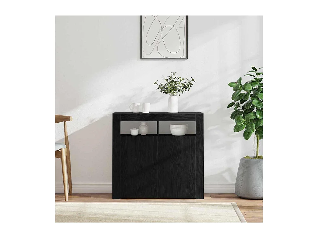 Buffet Noir 80 x 35 x 75 cm Bois d'ingénierie