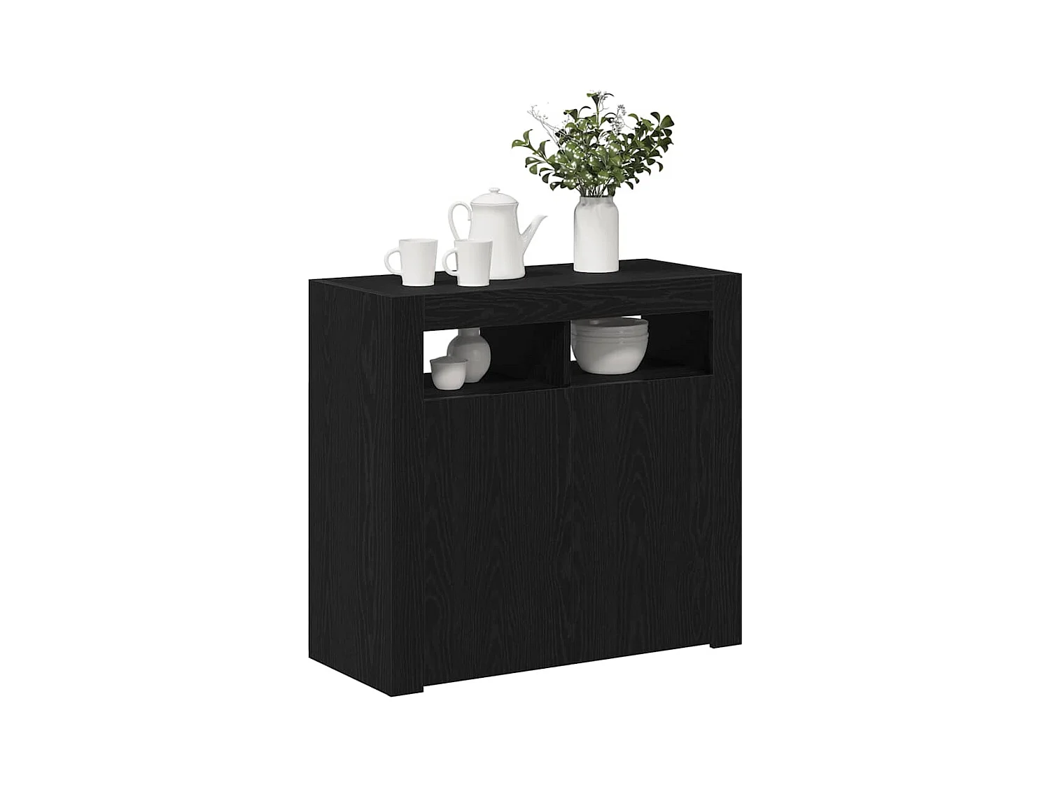 Buffet Noir 80 x 35 x 75 cm Bois d'ingénierie