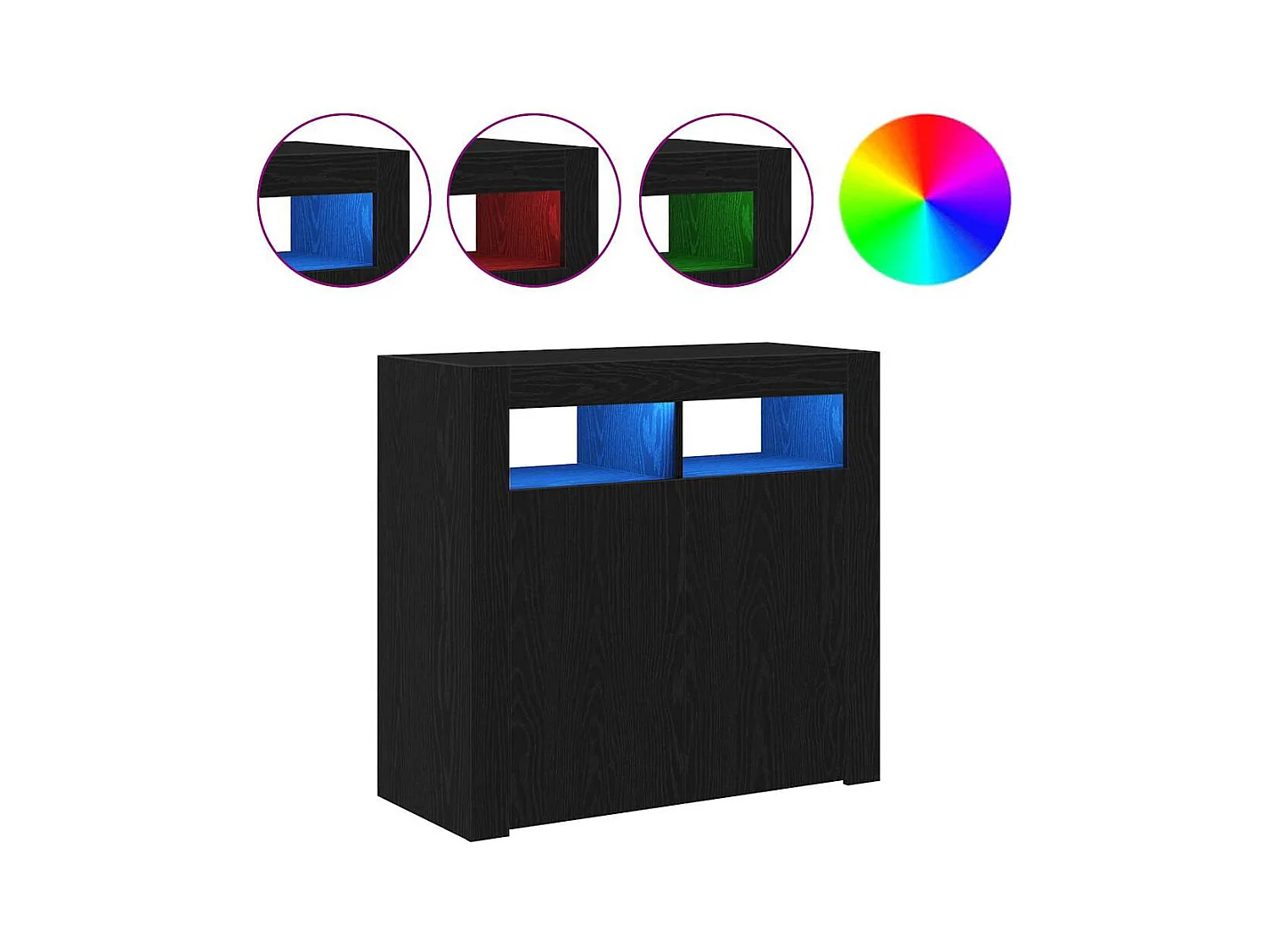 Buffet Noir 80 x 35 x 75 cm Bois d'ingénierie