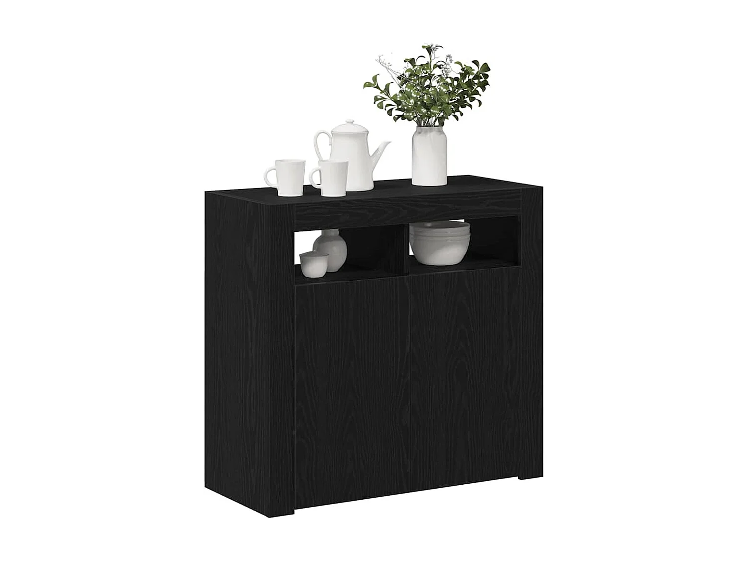 Buffet Noir 80 x 35 x 75 cm Bois d'ingénierie