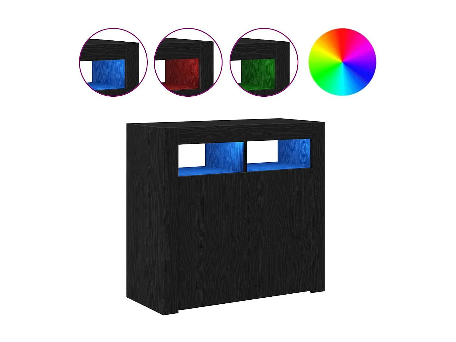 Buffet Noir 80 x 35 x 75 cm Bois d'ingénierie