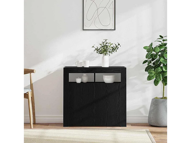 Buffet Noir 80 x 35 x 75 cm Bois d'ingénierie