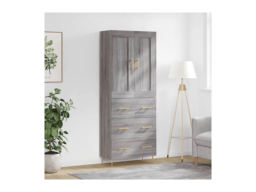 Buffet haut Sonoma gris 69,5x34x180 cm Bois d'ingénierie