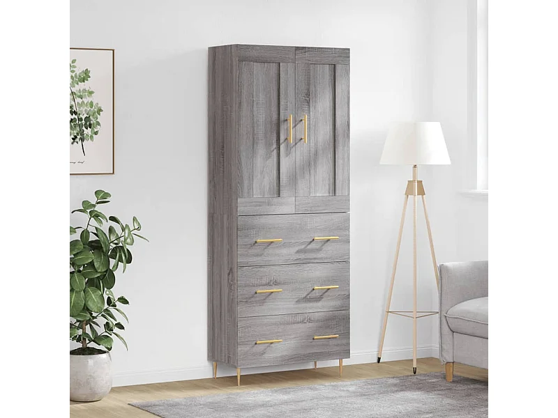 Buffet haut Sonoma gris 69,5x34x180 cm Bois d'ingénierie