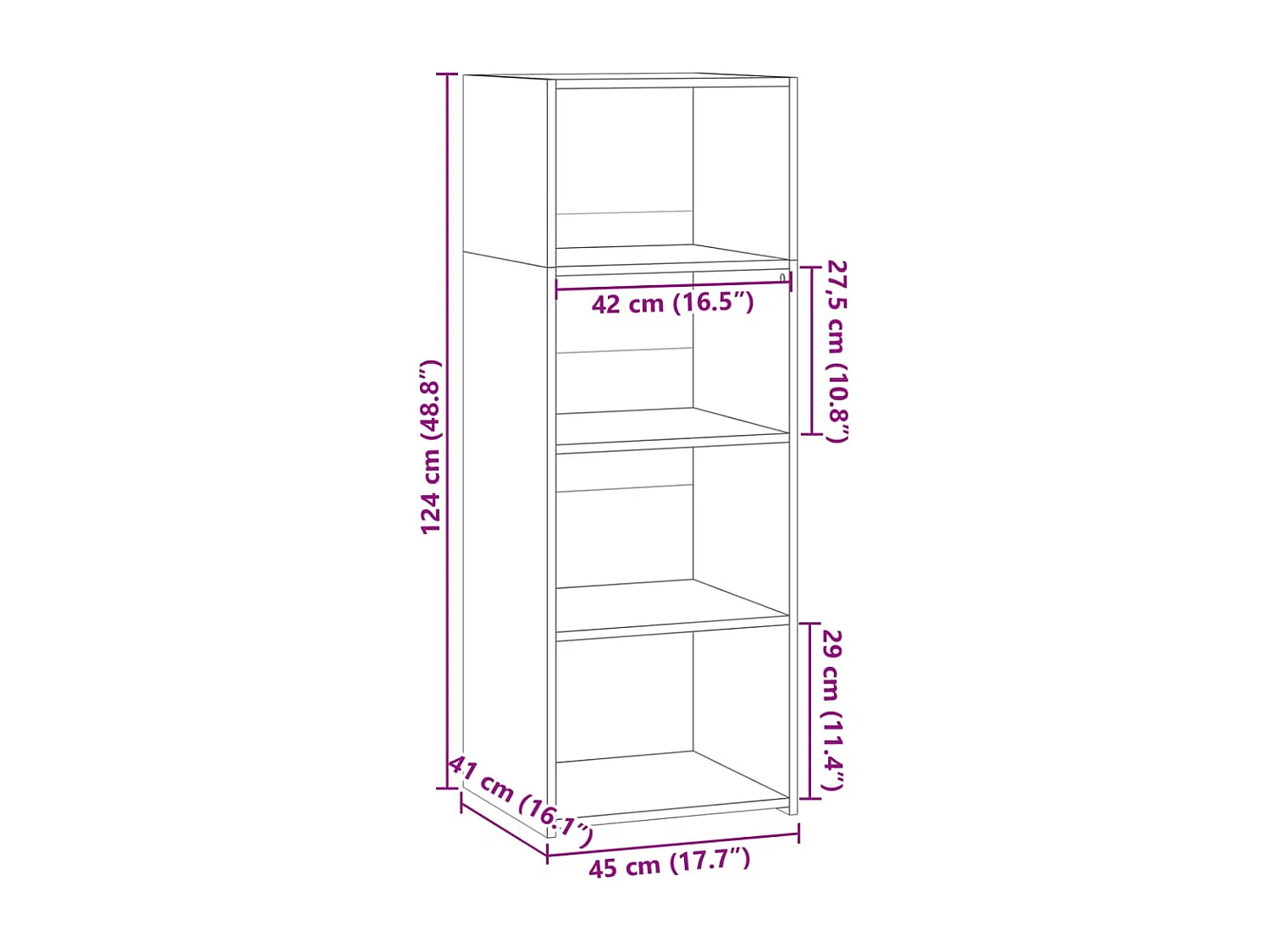 Buffet haut chêne sonoma 45x41x124 cm bois d'ingénierie