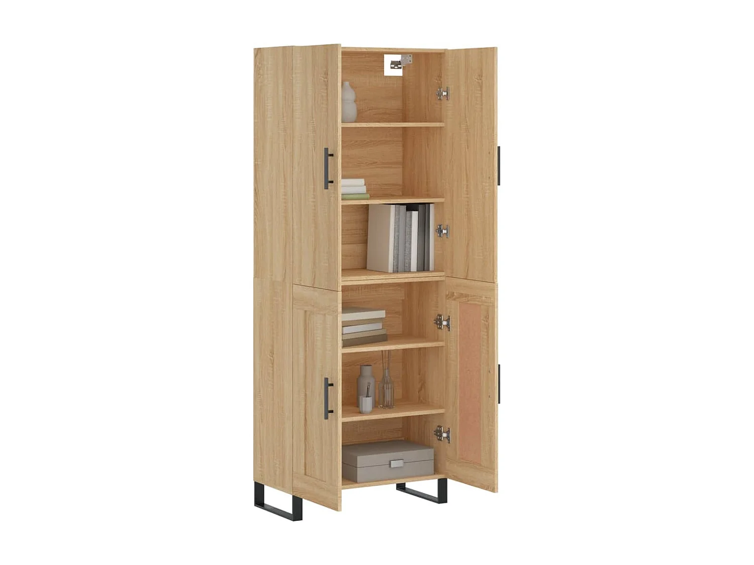 Aparador alto madera contrachapada color roble 69,5x34x180 cm