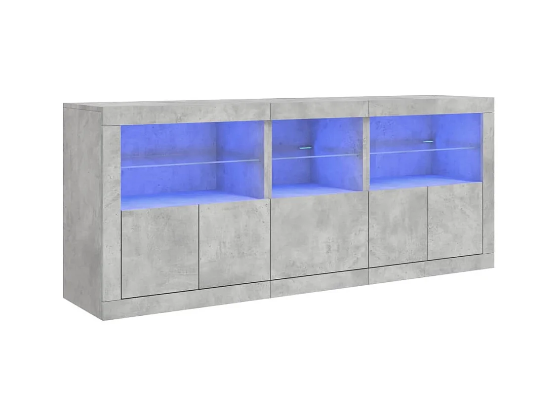 Buffet avec lumières LED gris béton 162x37x67 cm