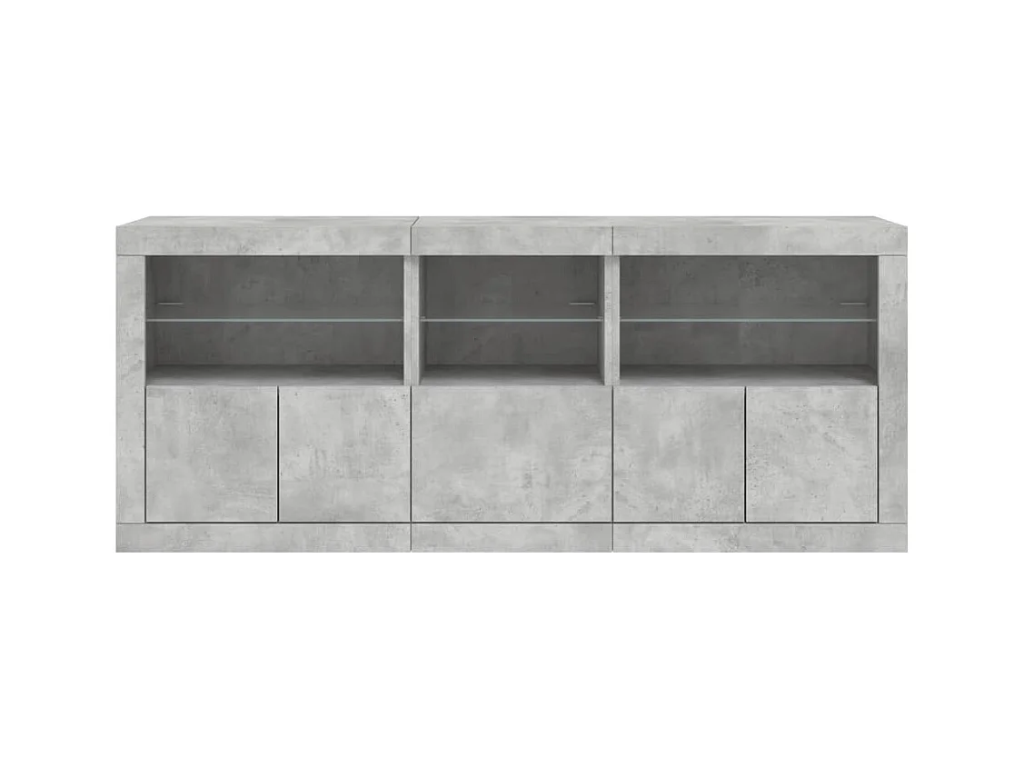Buffet avec lumières LED gris béton 162x37x67 cm