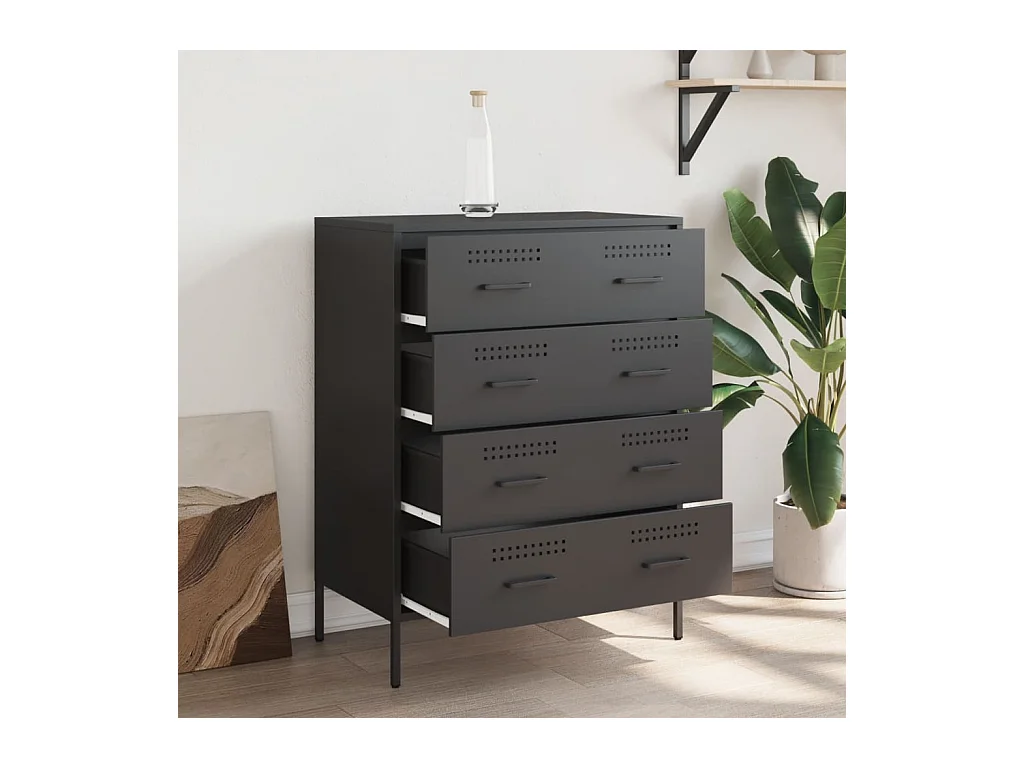 Buffet noir 68x39x89 cm acier