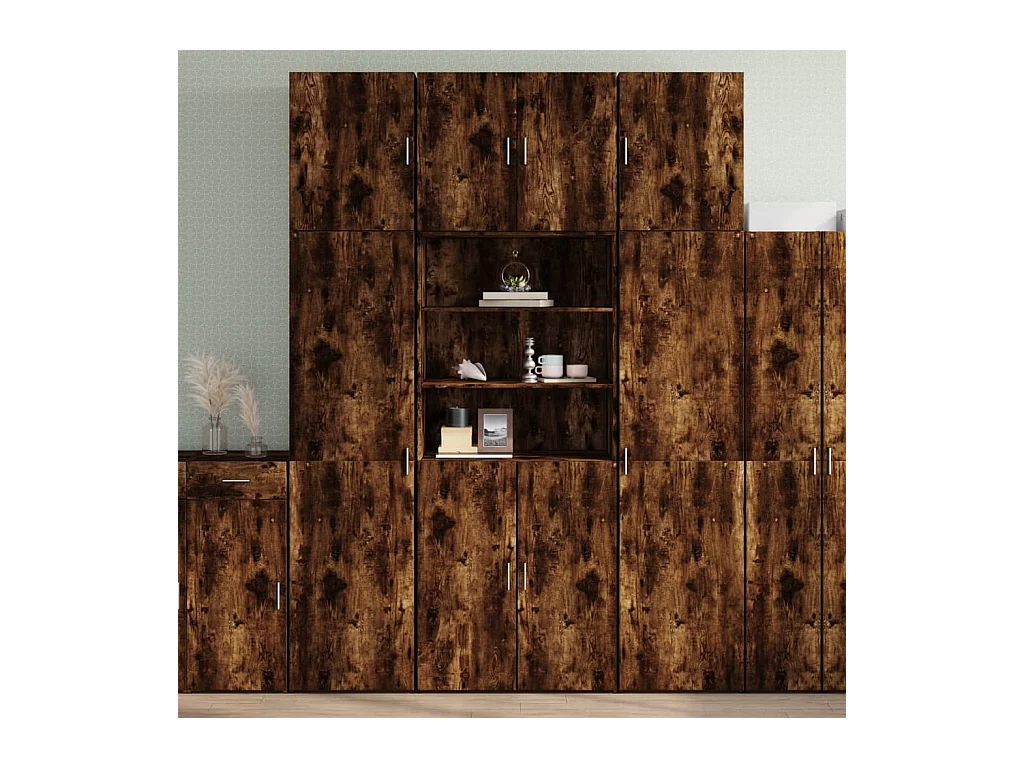 Buffet haut chêne fumé 80x42,5x249 cm bois d'ingénierie