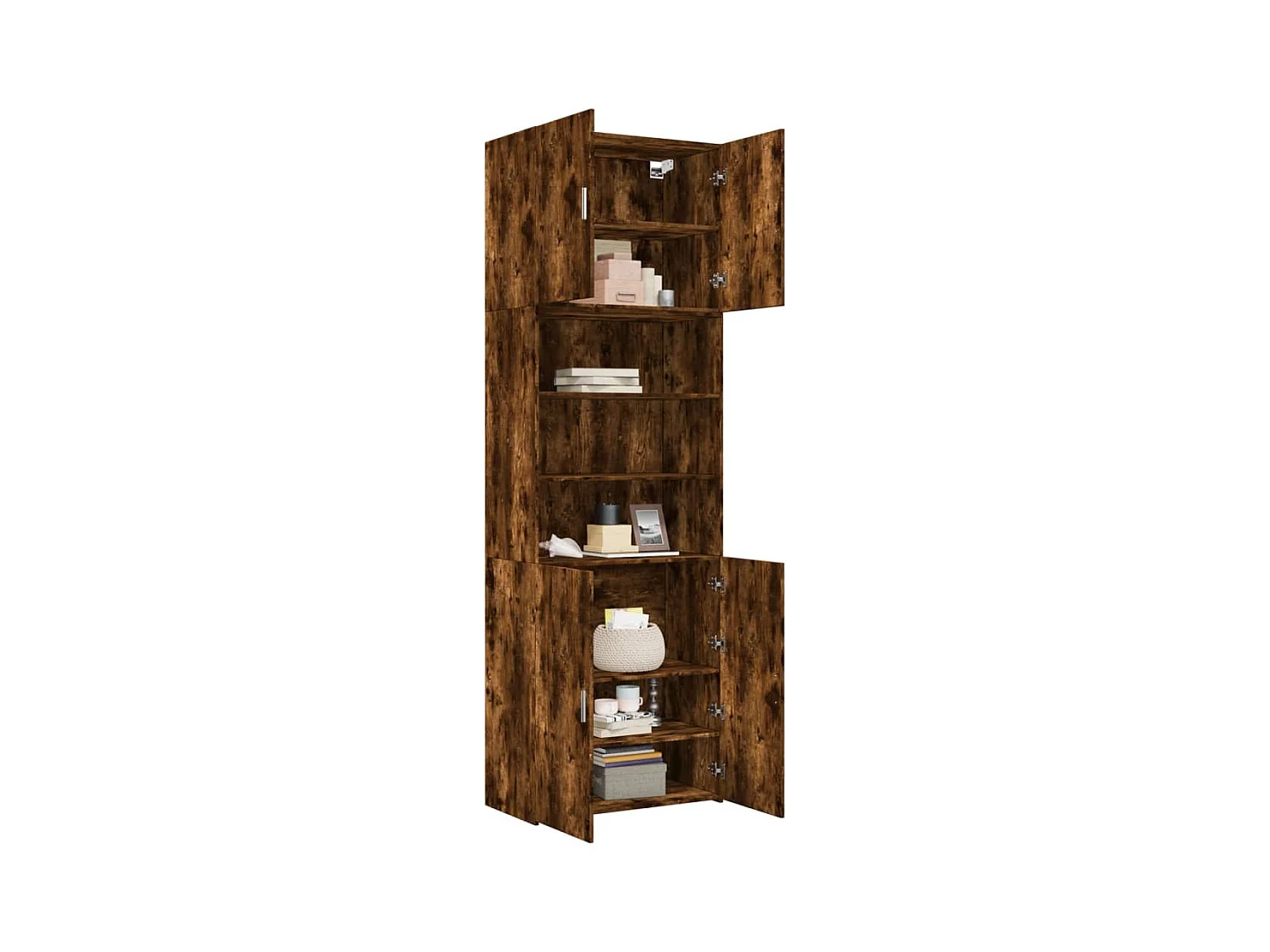 Buffet haut chêne fumé 80x42,5x249 cm bois d'ingénierie