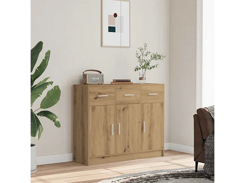 Buffet chêne artisanal 91x28x75 cm bois d'ingénierie