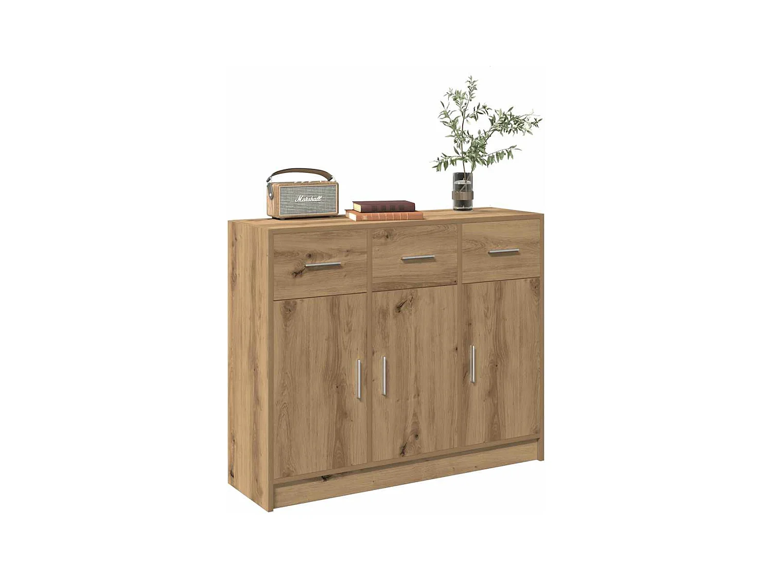 Buffet chêne artisanal 91x28x75 cm bois d'ingénierie