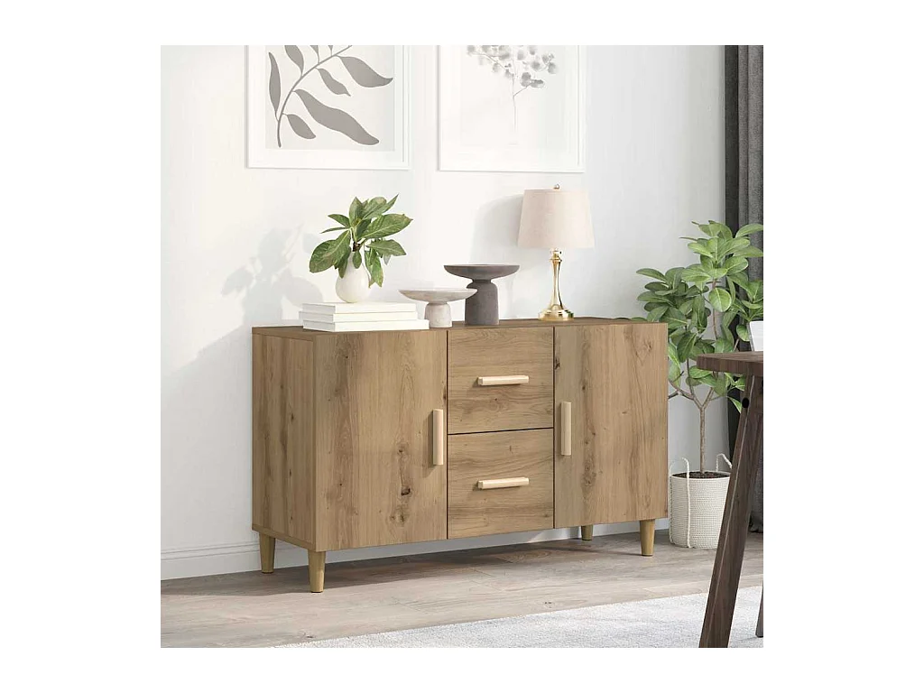 Buffet chêne artisanal 100x36x60 cm bois d'ingénierie