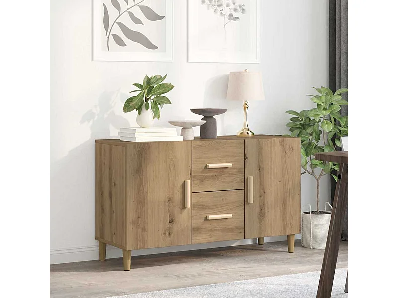 Buffet chêne artisanal 100x36x60 cm bois d'ingénierie