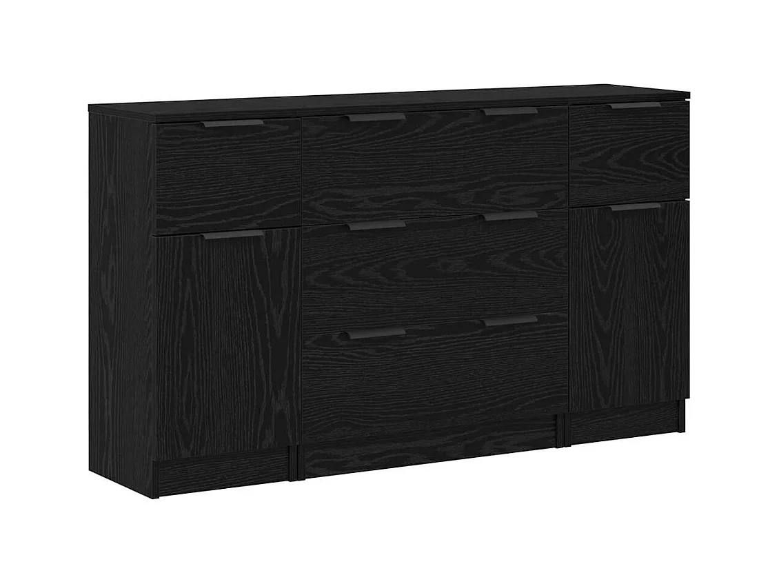 Buffet 3 pièces Chêne noir 121 x 30 x 70 cm Bois d'ingénierie
