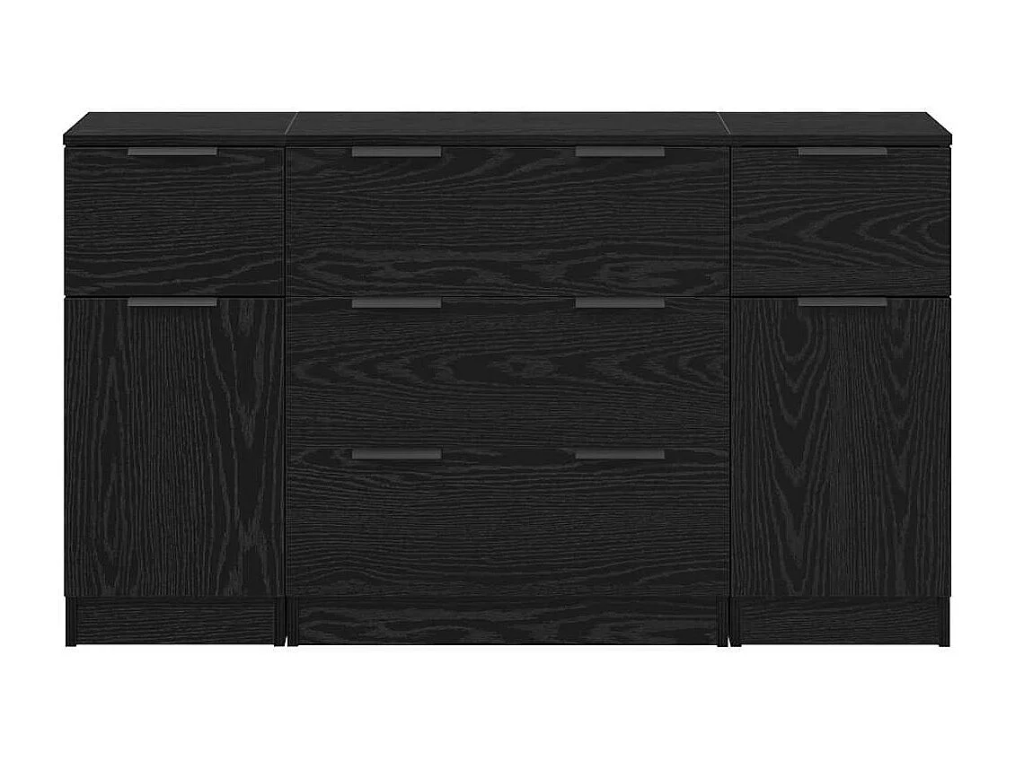 Buffet 3 pièces Chêne noir 121 x 30 x 70 cm Bois d'ingénierie