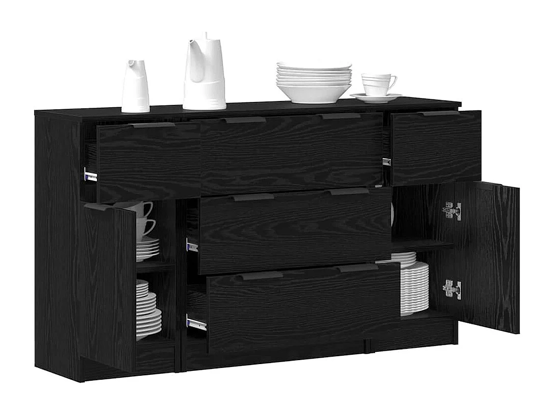 Buffet 3 pièces Chêne noir 121 x 30 x 70 cm Bois d'ingénierie