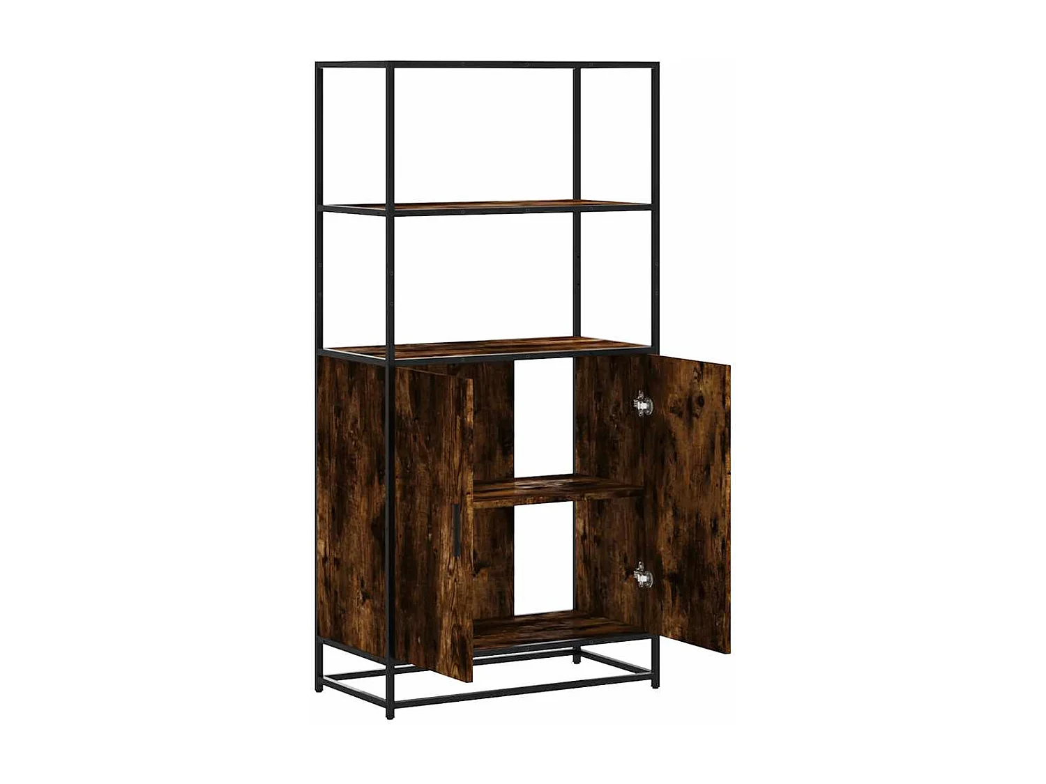 Buffet haut chêne fumé 68x35x139 cm bois d'ingénierie métal