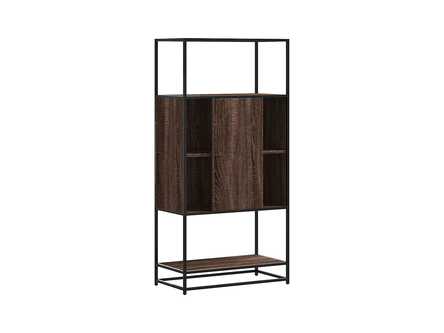 Buffet haut chêne marron 68x35x139 cm bois d'ingénierie métal