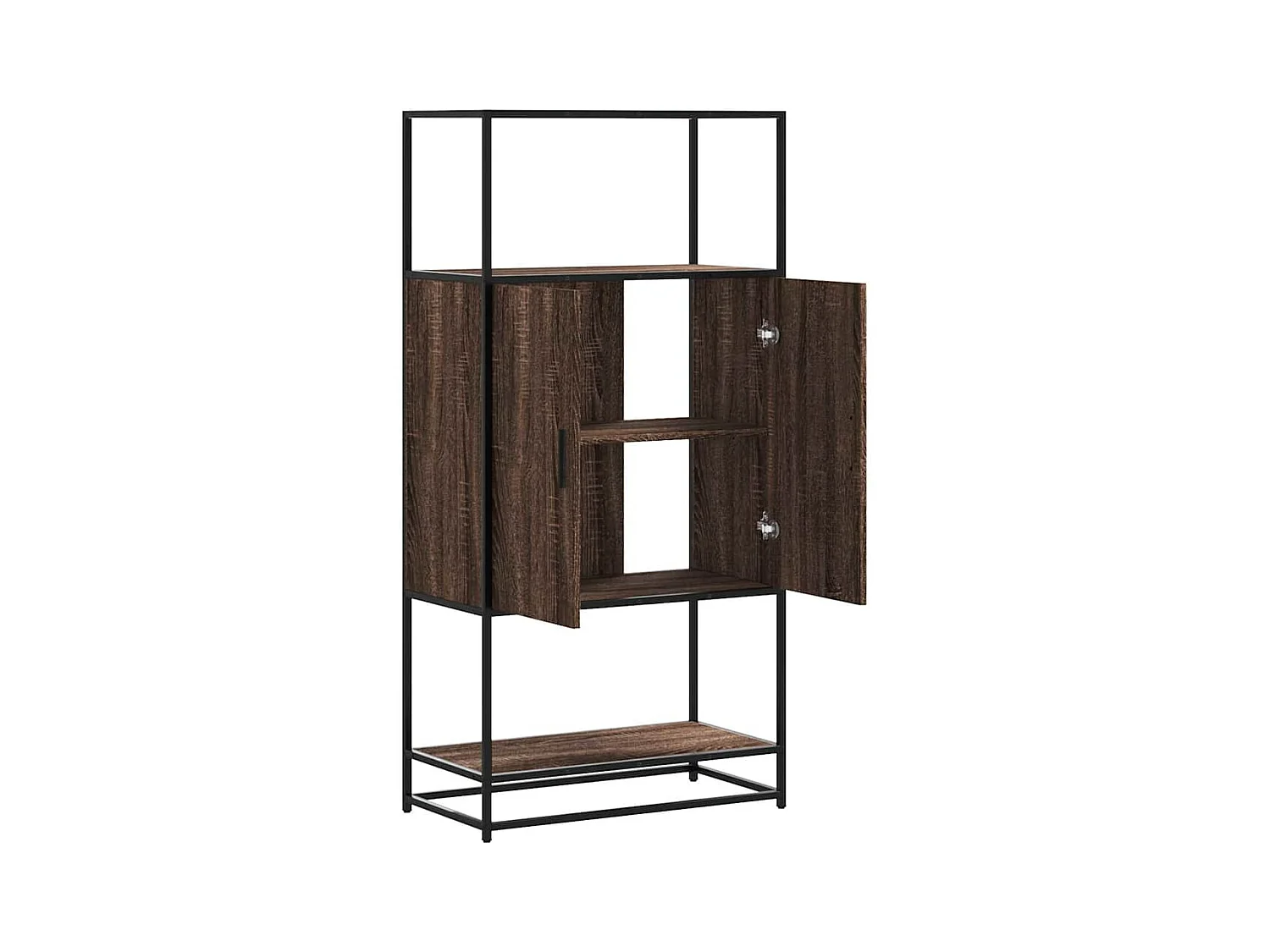 Buffet haut chêne marron 68x35x139 cm bois d'ingénierie métal