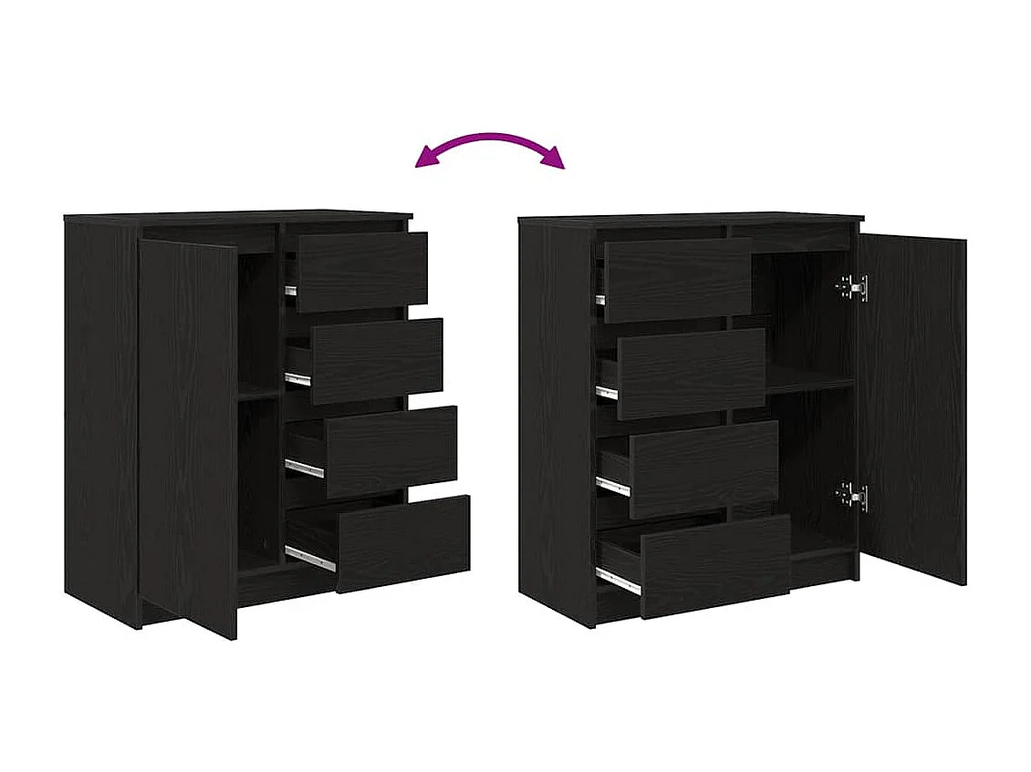 Buffet avec tiroirs chêne noir 71x35x84 cm bois d'ingénierie