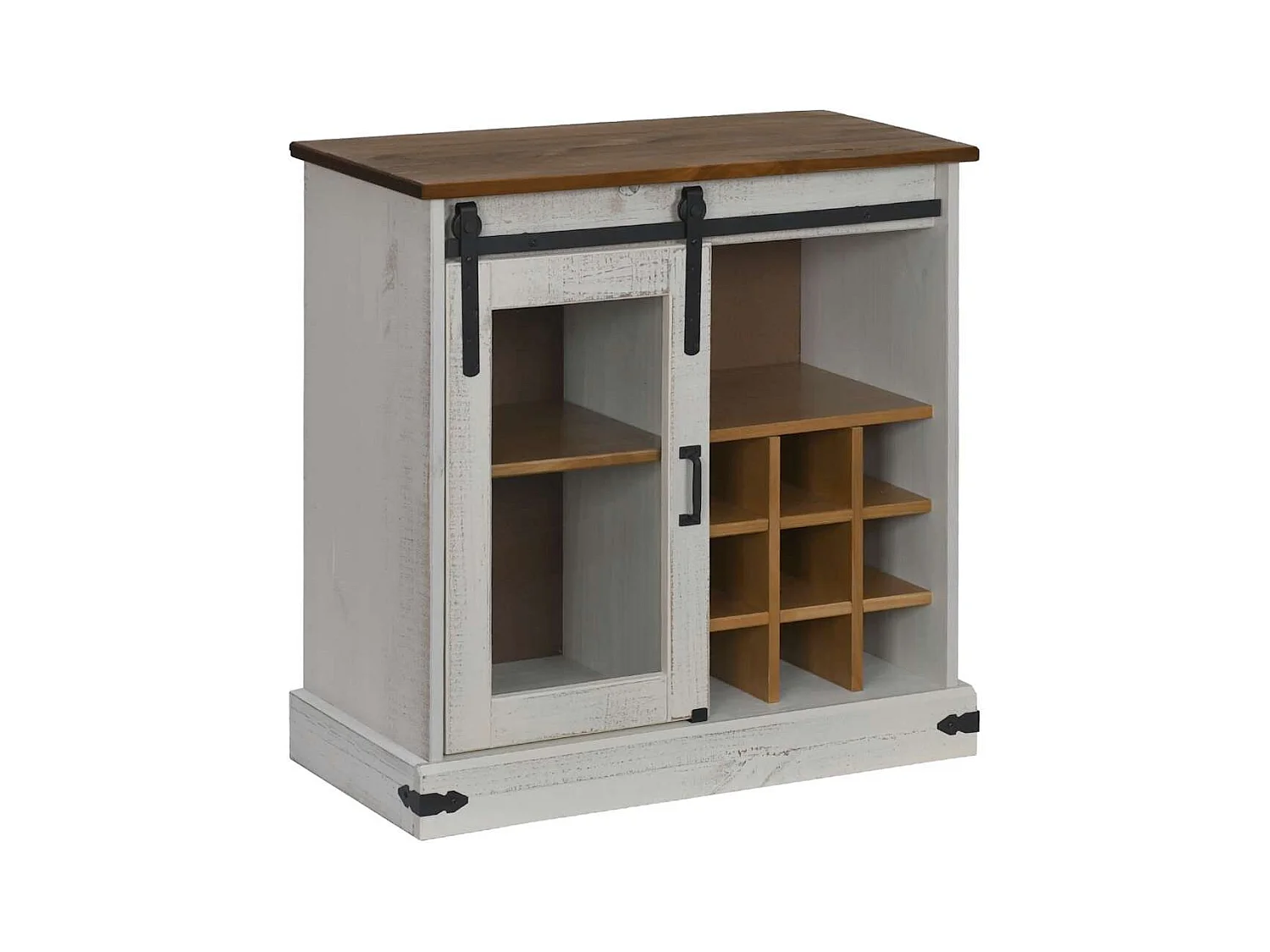 Buffet HALDEN porte coulissante blanc 80x40x80 cm bois massif