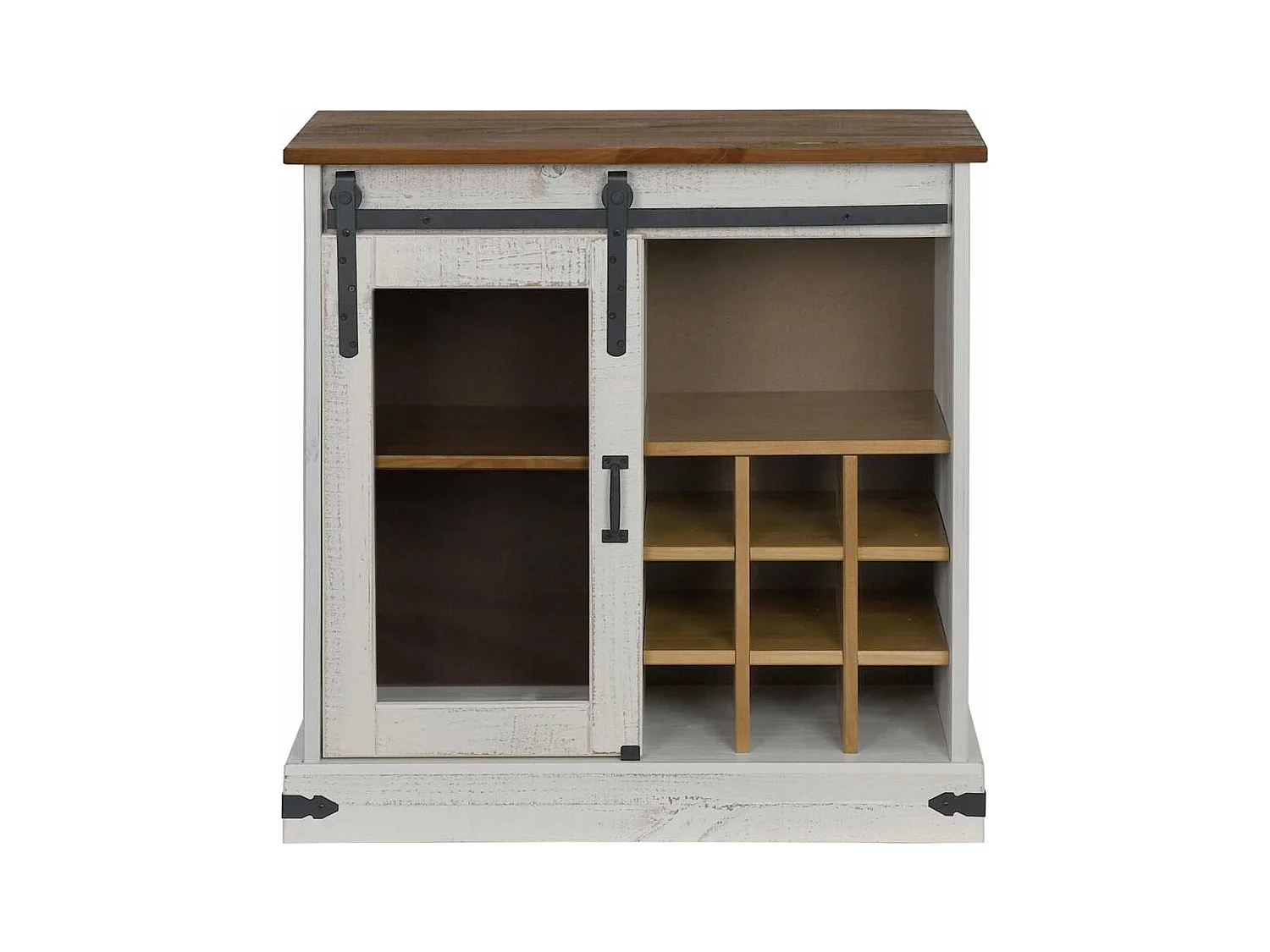 Buffet HALDEN porte coulissante blanc 80x40x80 cm bois massif