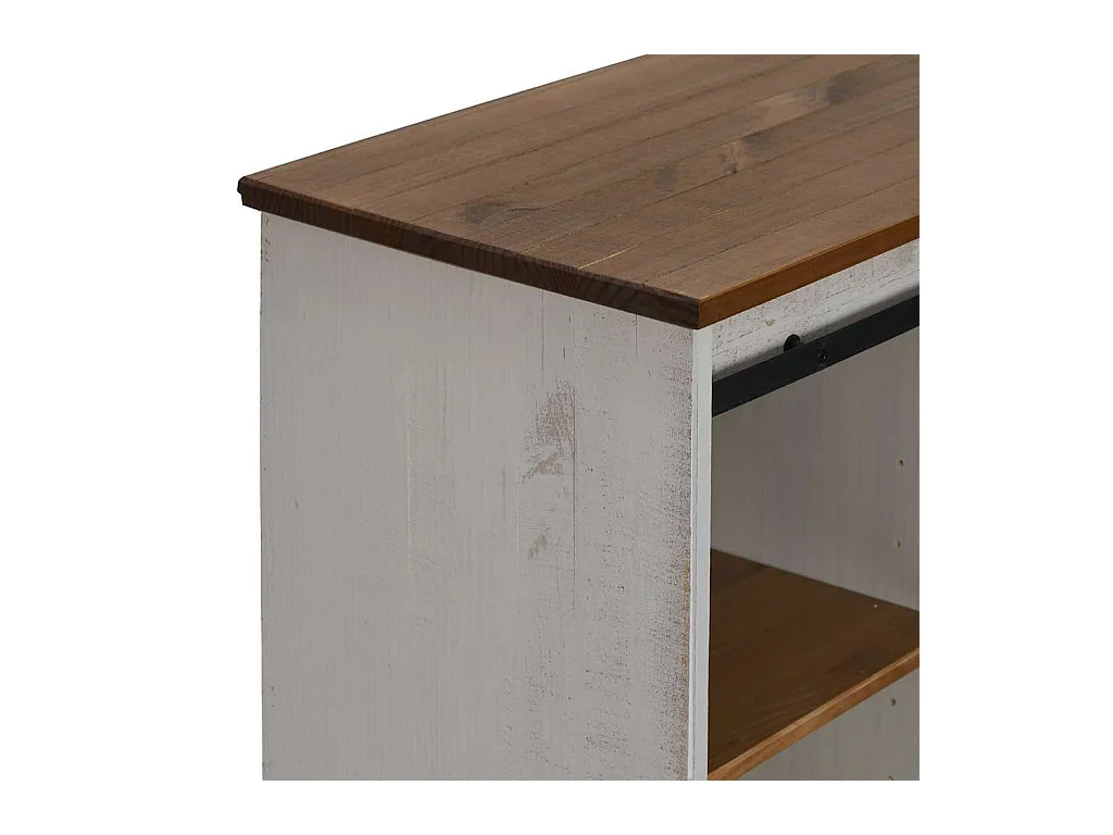 Buffet HALDEN porte coulissante blanc 80x40x80 cm bois massif