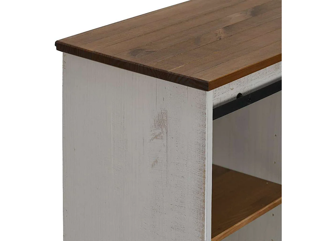 Buffet HALDEN porte coulissante blanc 80x40x80 cm bois massif