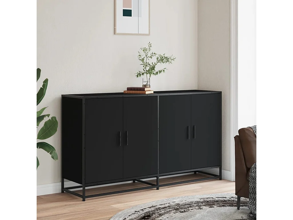 Aparador 134x35x76 cm derivados de madeira preto