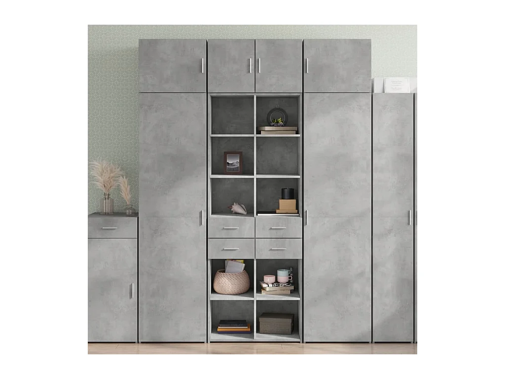 Buffet haut gris béton 70x42,5x185 cm bois d'ingénierie
