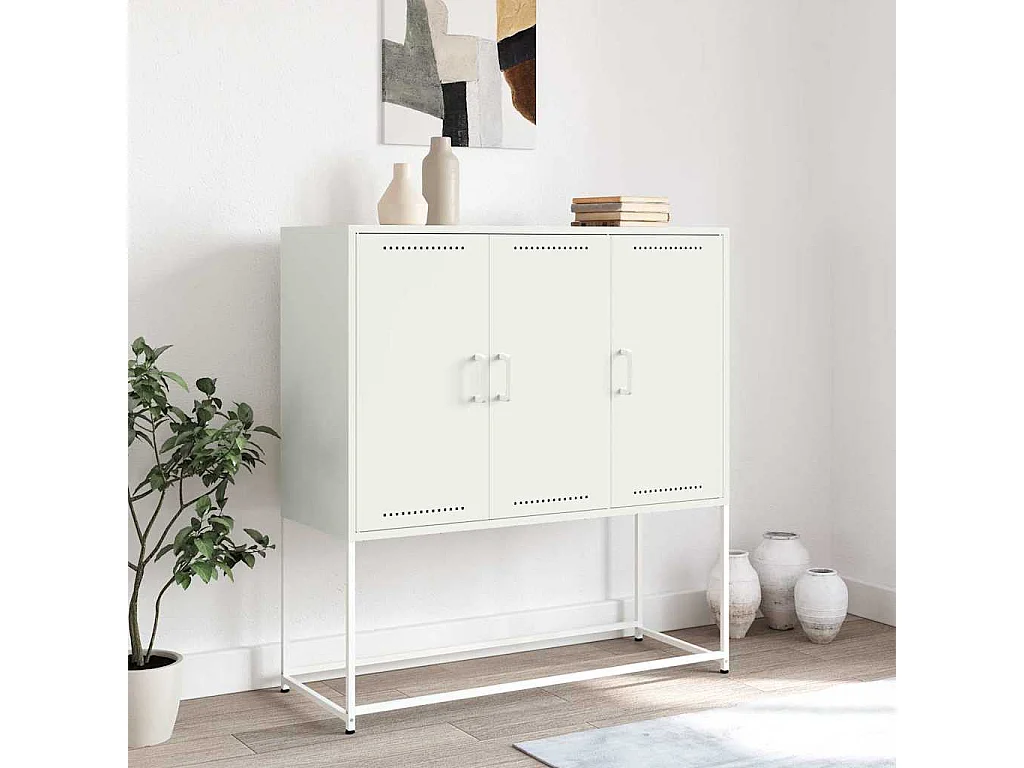 Buffet haut blanc 100,5x39x107 cm acier