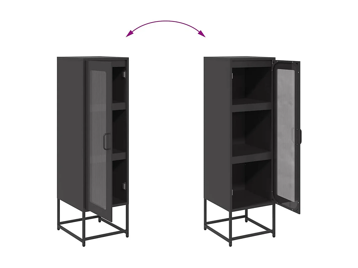 Buffet haut noir 36x39x123 cm acier laminé à froid