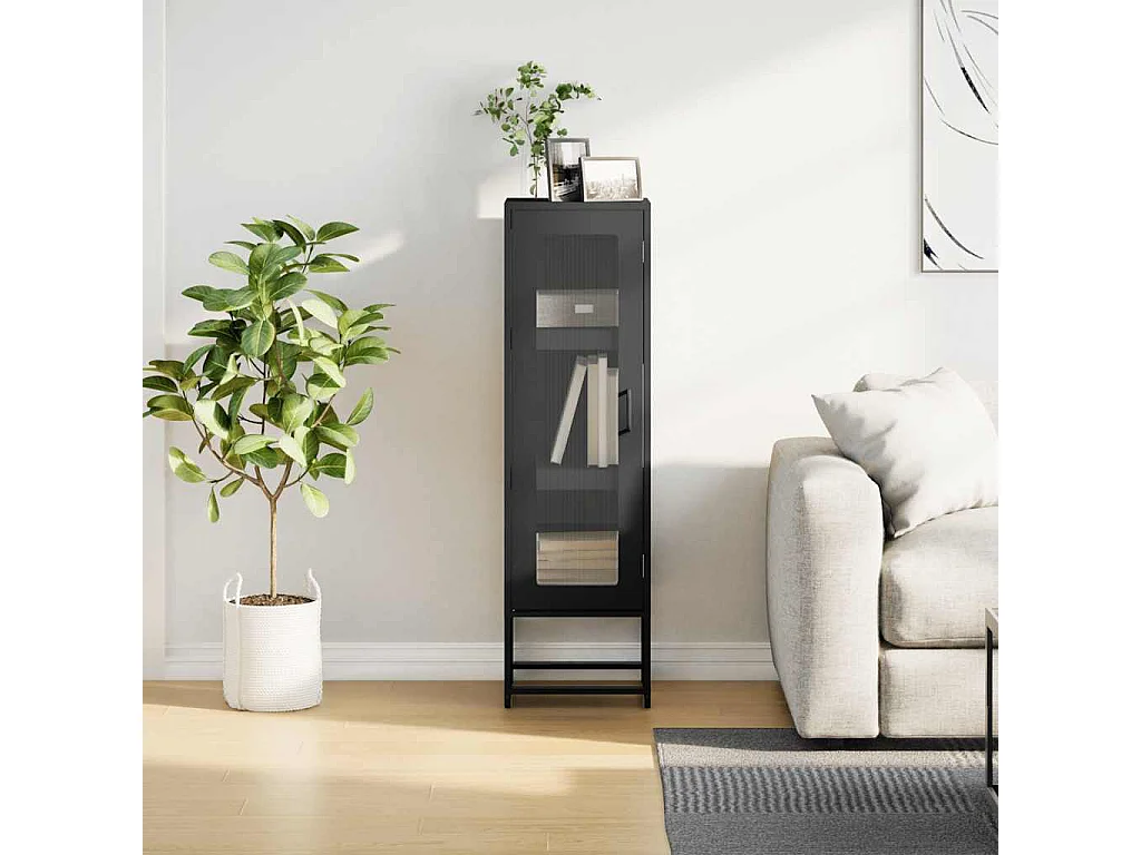 Aparador de acero laminado en frío negro 36x39x123 cm