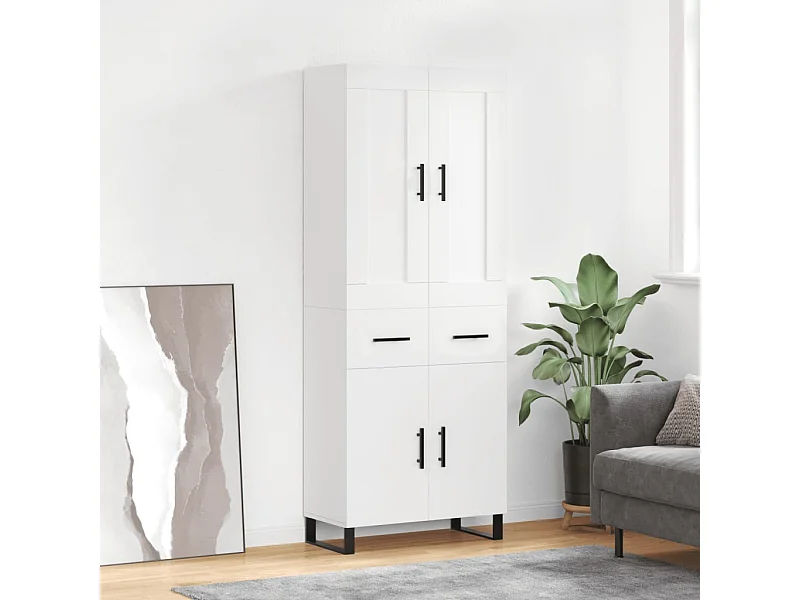 Aparador alto madera contrachapada blanco 69,5x34x180 cm