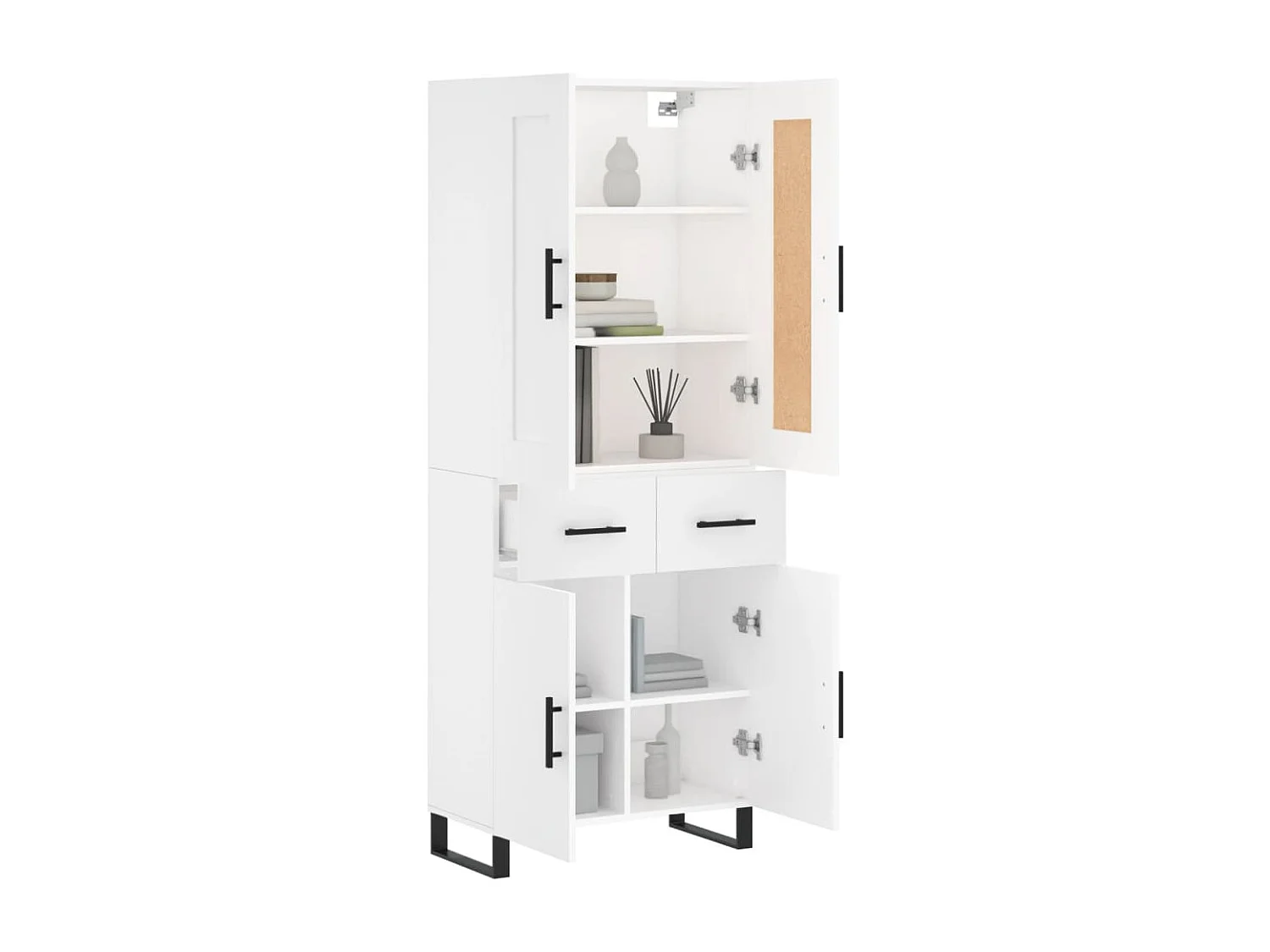 Aparador alto madera contrachapada blanco 69,5x34x180 cm