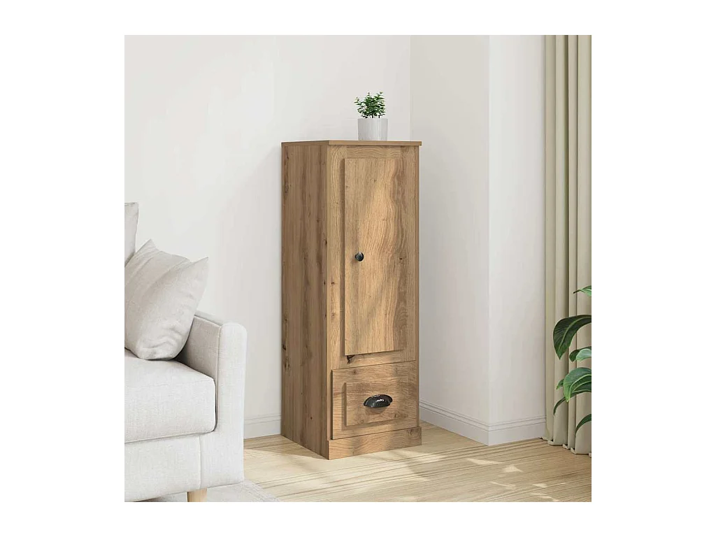 Buffet haut chêne artisanal 36x35,5x103,5 cm bois d'ingénierie