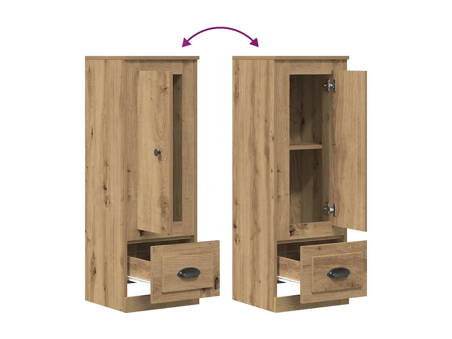 Buffet haut chêne artisanal 36x35,5x103,5 cm bois d'ingénierie