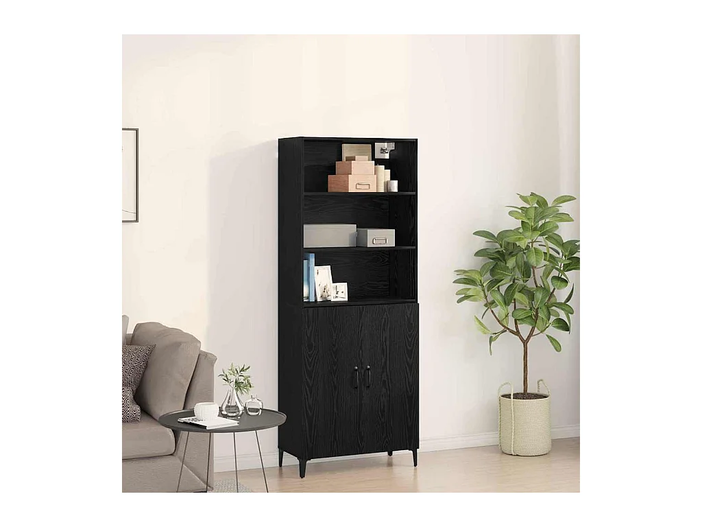 Buffet Chêne noir 69,5 x 32,5 x 180 cm Bois d'ingénierie