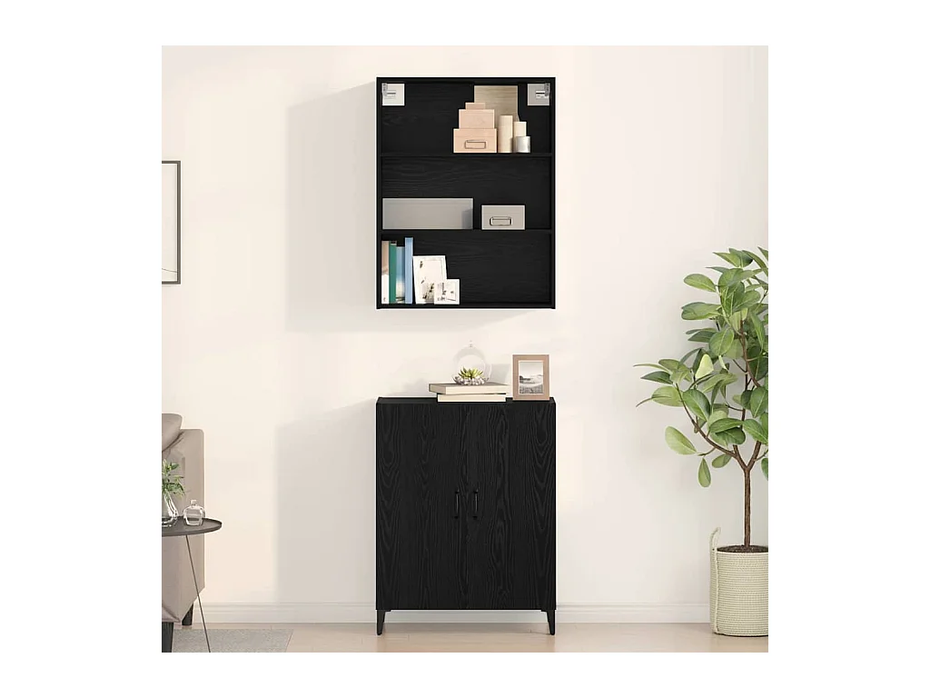 Buffet Chêne noir 69,5 x 32,5 x 180 cm Bois d'ingénierie