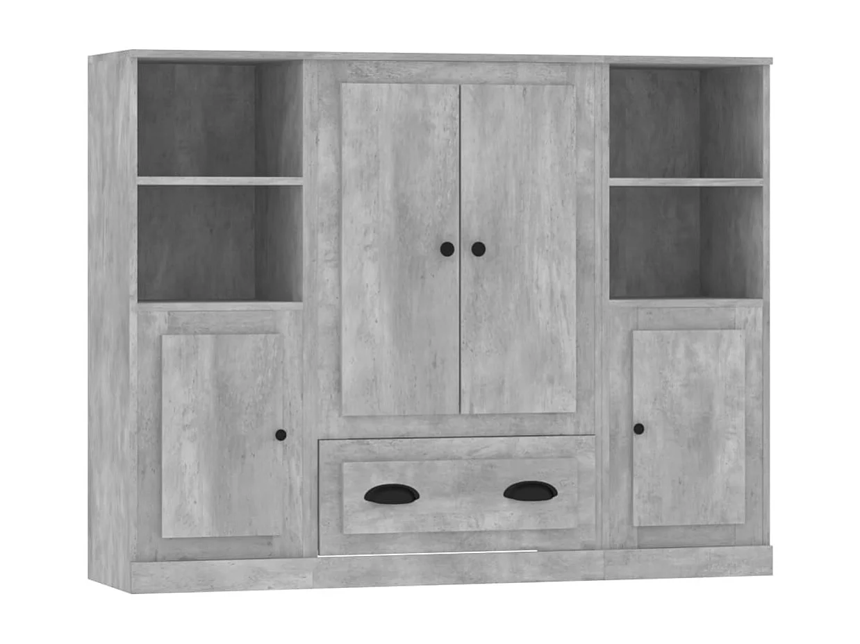 Buffets 3 pièces gris béton bois d'ingénierie