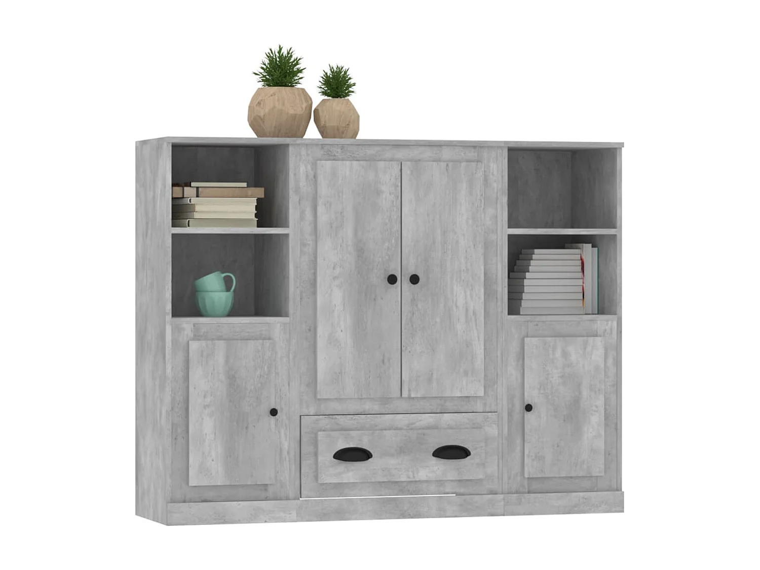 Buffets 3 pièces gris béton bois d'ingénierie