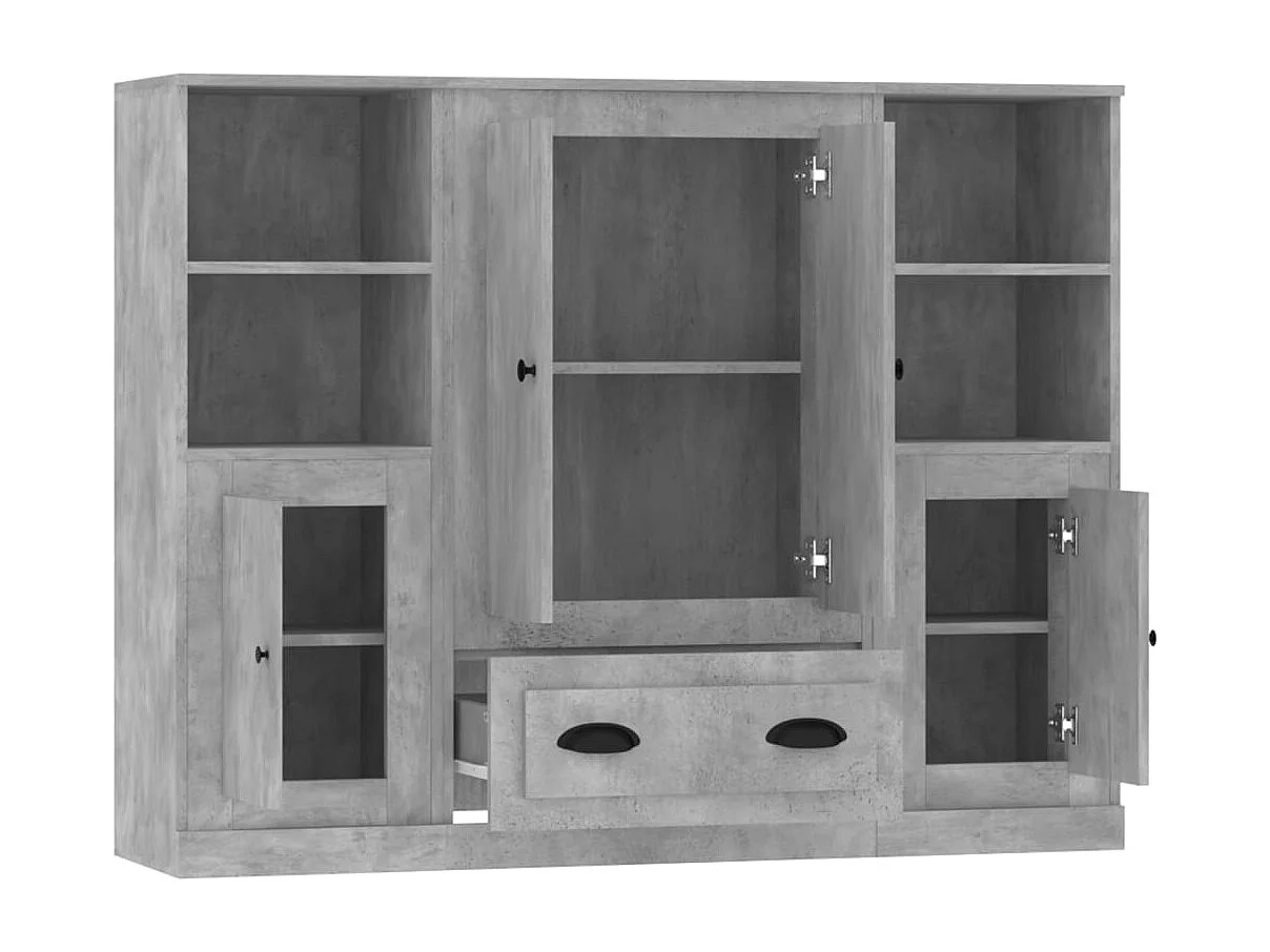 Buffets 3 pièces gris béton bois d'ingénierie