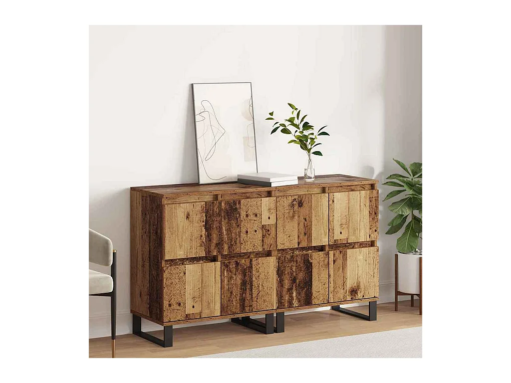 Buffets 2 pièces Bois ancien 120 x 35 x 70 cm Bois d'ingénierie