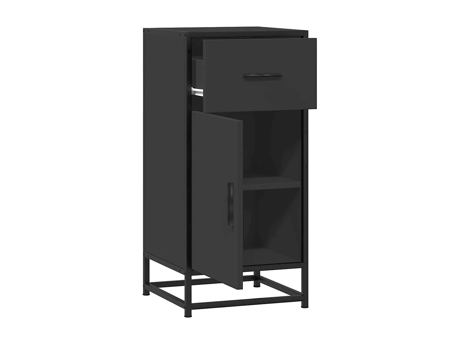 Buffet noir 35,5x35x76 cm bois d'ingénierie et métal