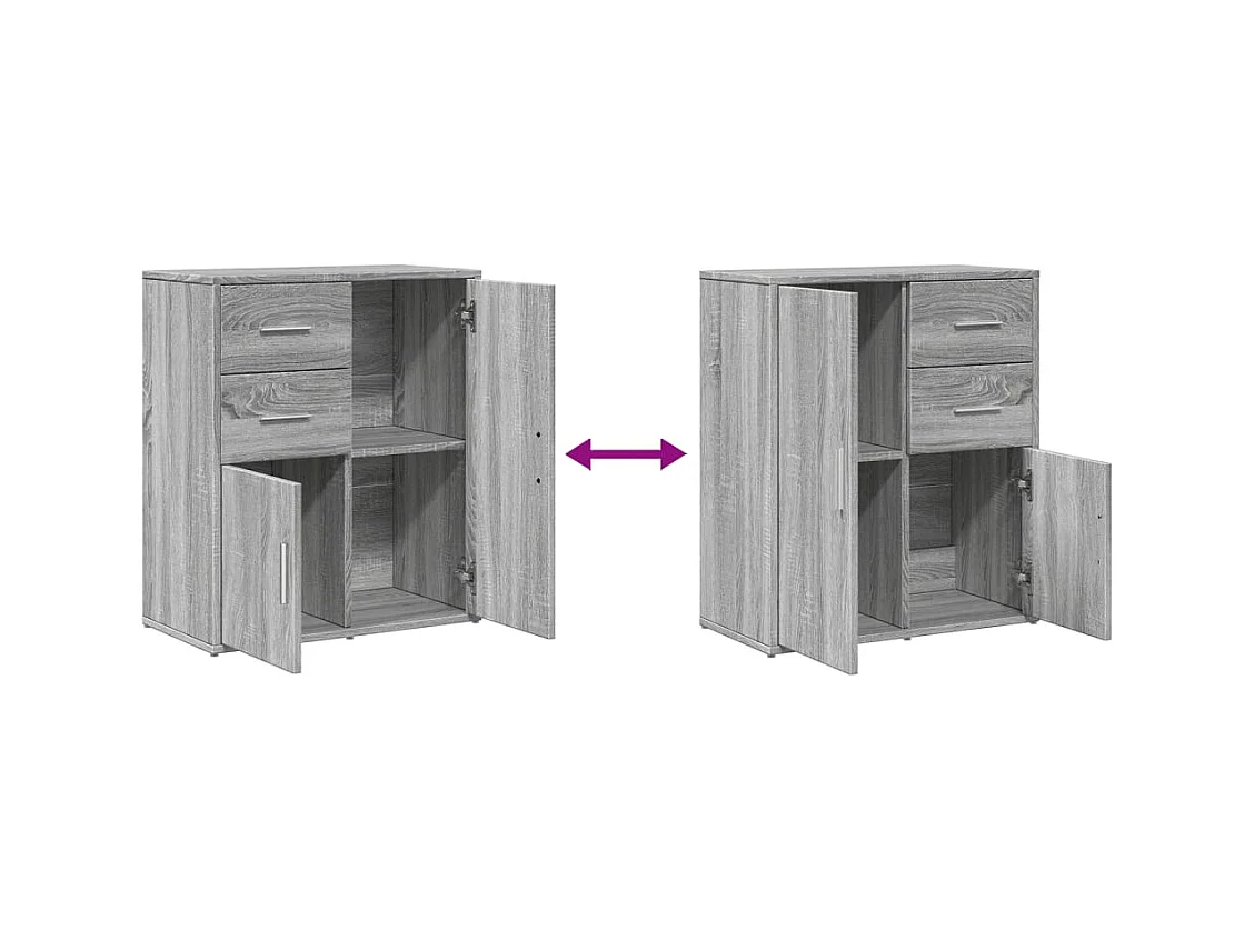 Buffets 2 pièces sonoma gris 60x31x70 cm bois d'ingénierie